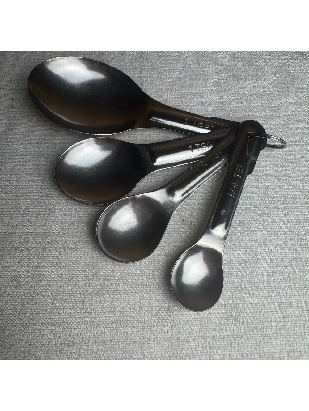Vintage Stainless Steel Measuring Spoon Set 4 Piece Ring 1 Tbsp to 1/4 Tsp
